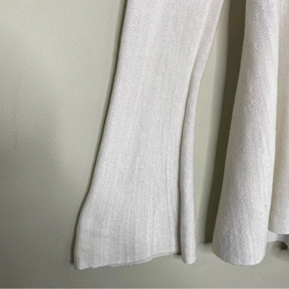 Free People White Bell Sleeve Plunging Neckline Sundae Sweater Size Small